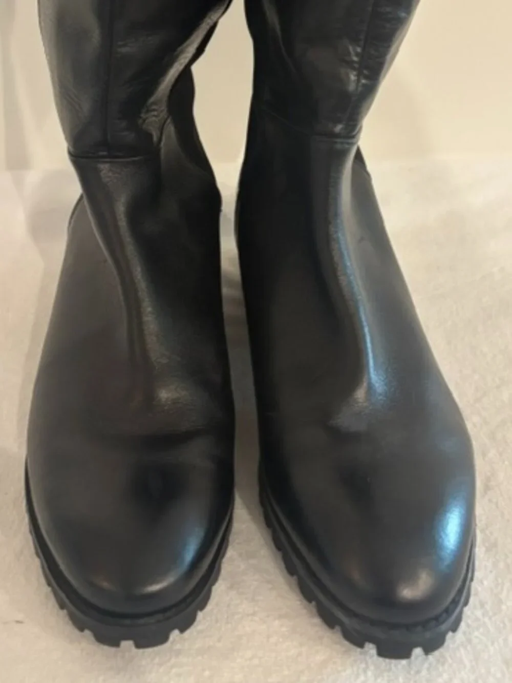 Biondo Sierra Waterproof Black Leather Over-the-Knee Lug Sole Boot - 8